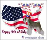 Fourth of July ecard, dog ecard, schnauzer card